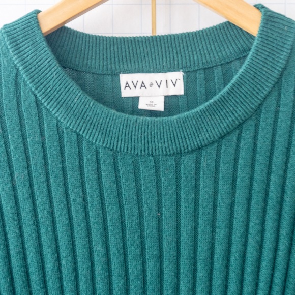 Ava & Viv Emerald Green Ribbed Sweater - Size 1X - Picture 3 of 7
